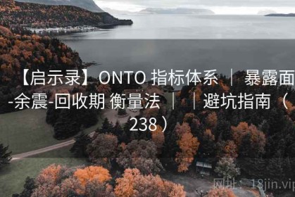 【启示录】ONTO 指标体系 ｜ 暴露面-余震-回收期 衡量法 ｜ ｜避坑指南（238 ）
