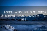 【表单】SafePal DeFi 头寸 · 授权回收-额度治理-白名单 · （2025 版）（391 ）