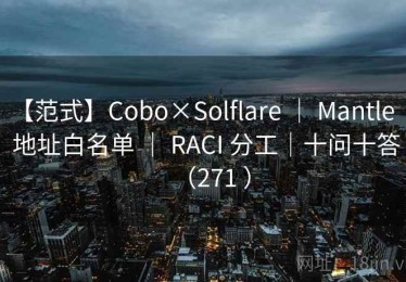 【范式】Cobo×Solflare ｜ Mantle ｜ 地址白名单 ｜ RACI 分工｜十问十答（271 ）