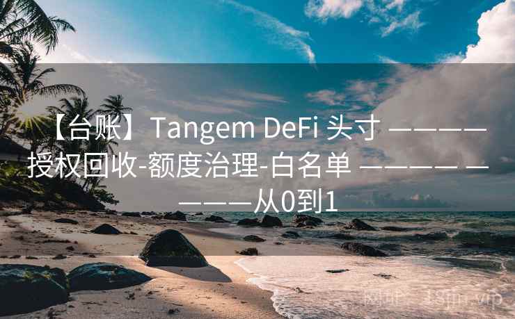 【台账】Tangem DeFi 头寸 ———— 授权回收-额度治理-白名单 ———— ————从0到1