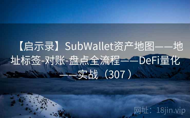 【启示录】SubWallet资产地图——地址标签-对账-盘点全流程——DeFi量化——实战(307 ) 【启示录】SubWallet资产地图——地址标签-对账-盘点全流程——DeFi量化——实战(307 )
