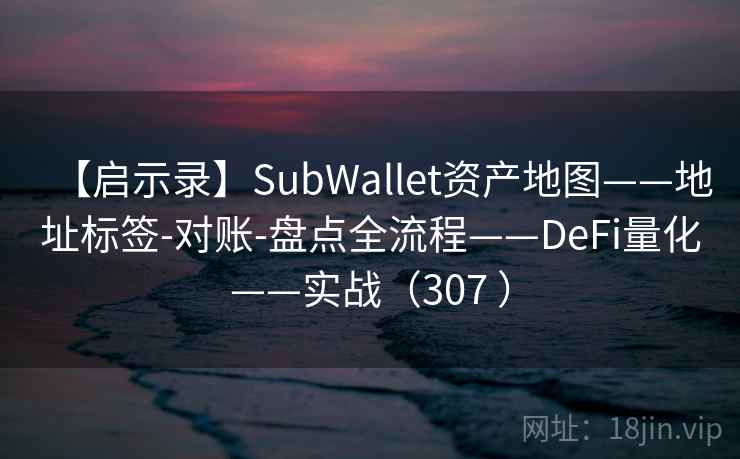【启示录】SubWallet资产地图——地址标签-对账-盘点全流程——DeFi量化——实战(307 ) 【启示录】SubWallet资产地图——地址标签-对账-盘点全流程——DeFi量化——实战(307 )