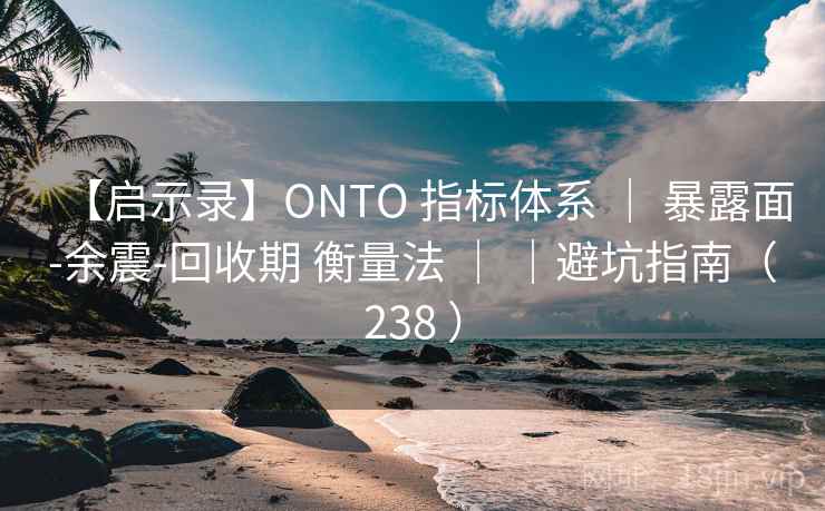 【启示录】ONTO 指标体系 ｜ 暴露面-余震-回收期 衡量法 ｜ ｜避坑指南（238 ）