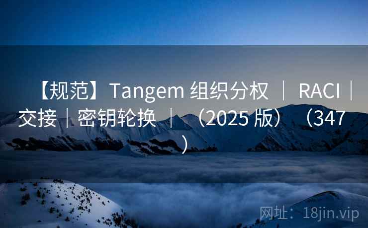 【规范】Tangem 组织分权 ｜ RACI｜交接｜密钥轮换 ｜ （2025 版）（347 ）