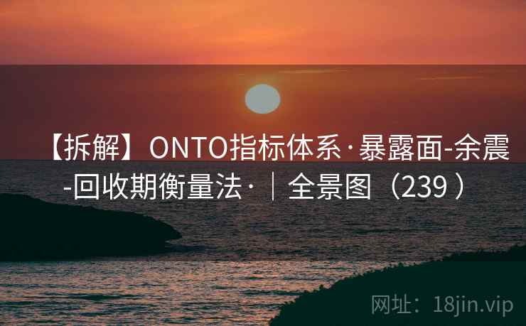 【拆解】ONTO指标体系·暴露面-余震-回收期衡量法·｜全景图（239 ）